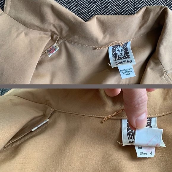 Khaki Tan Belted Jacket Vintage Anne Klein, Size S/M - Picture 7 of 12